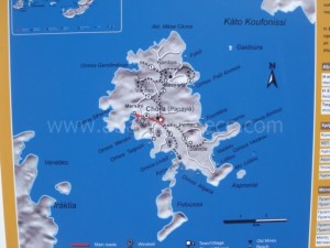 Schinnousa map, Cyclades, Greece