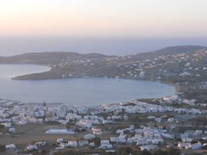 The bay of Paroikia on Paros island in Greece